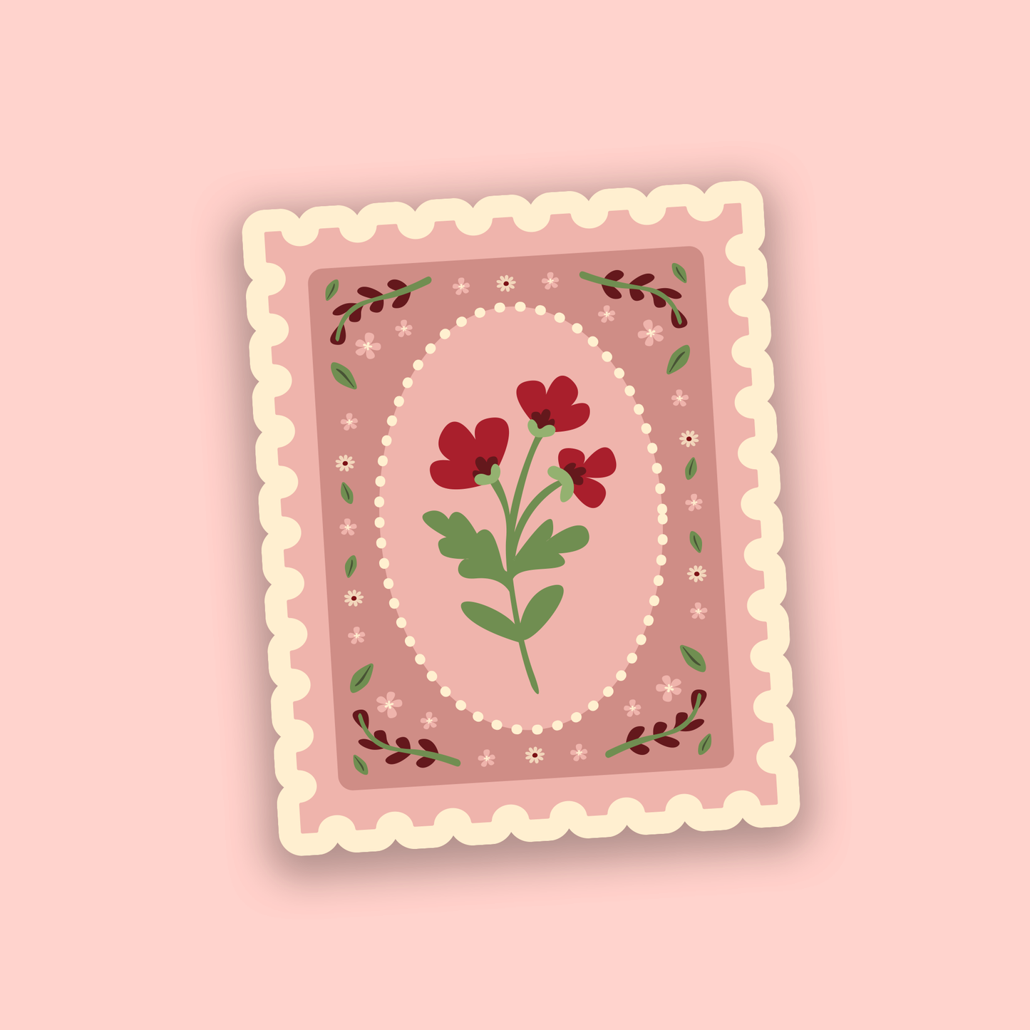 Autocollant - Timbre rosée