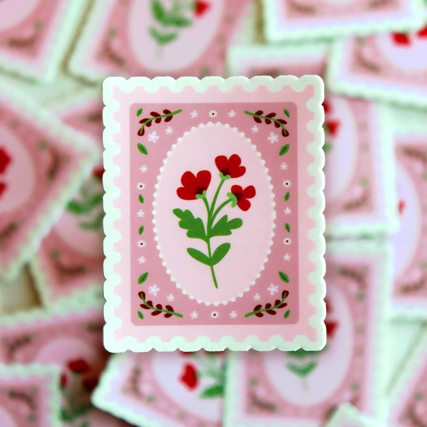 Autocollant - Timbre rosée