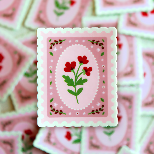 Autocollant - Timbre rosée