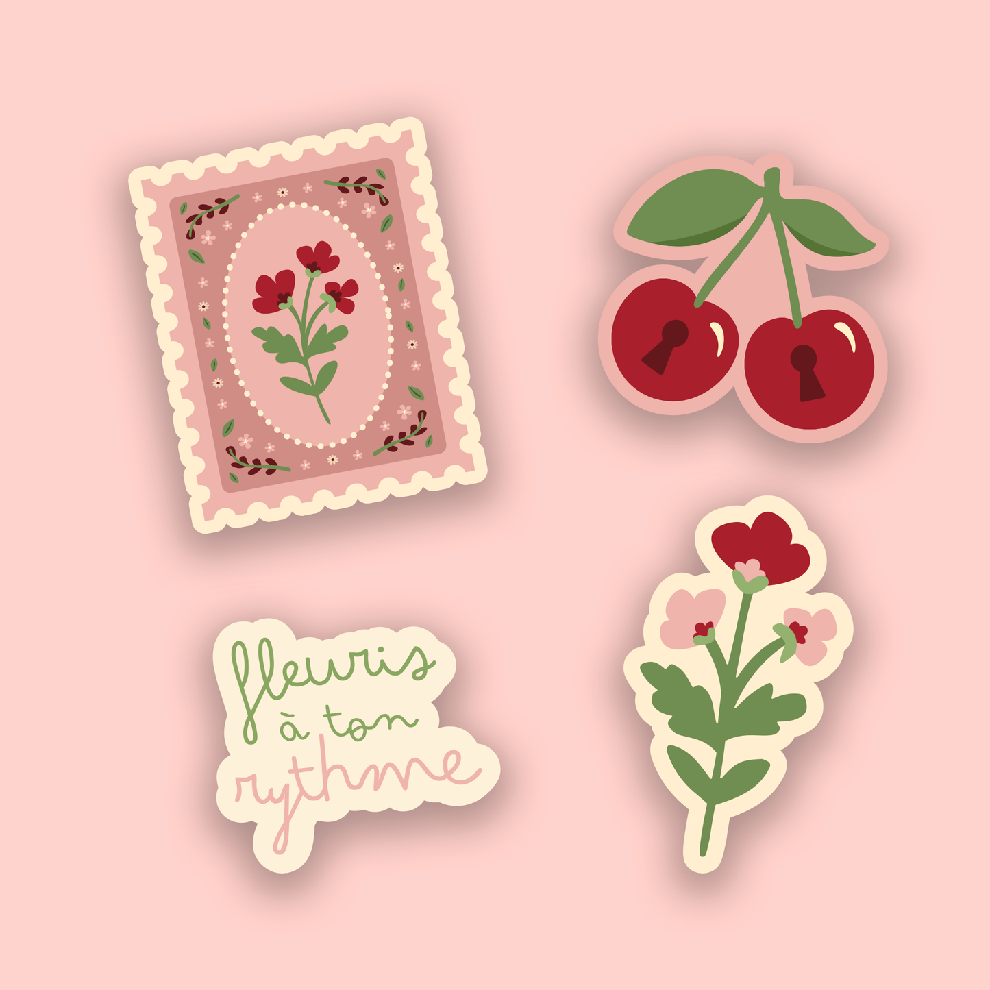 Collection Cherise - Ensemble de 4 autocollants